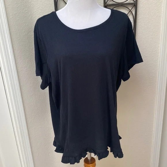 AnyBody Short Sleeve With Ruffle Bottom - Picture 1 of 4